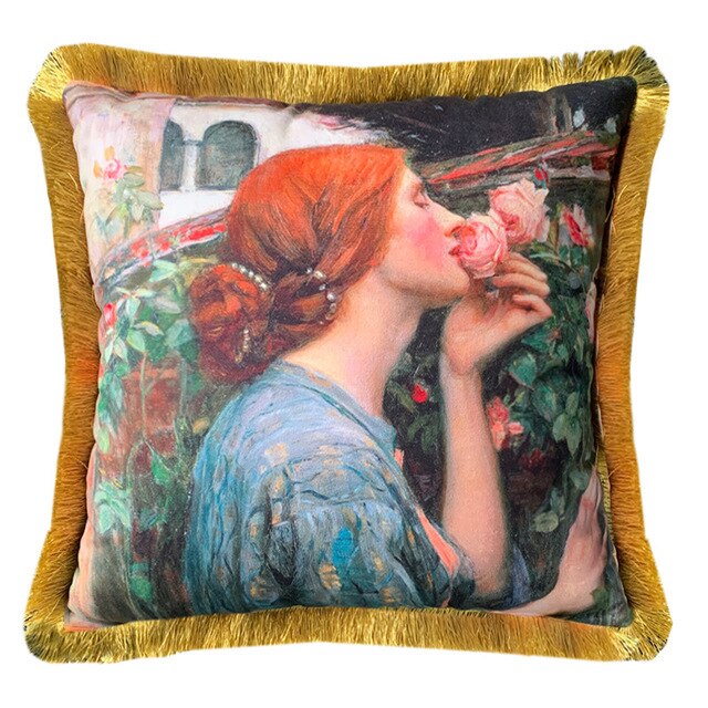 Retro Flower Women Tassel Pillow Case, 45X45cm 50X50cm