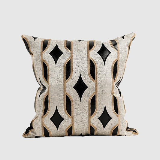 Luxury Leather Patch Embroidery Throw Pillow Case