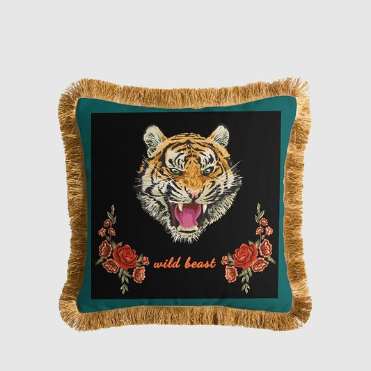 Wild Roaring Tiger Throw Pillow Case