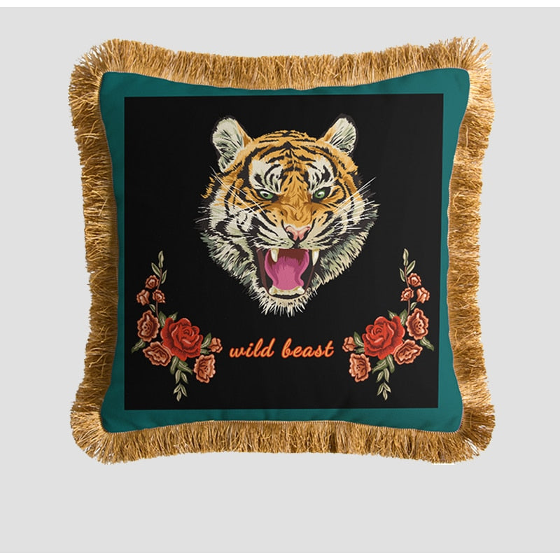 Wild Roaring Tiger Throw Pillow Case