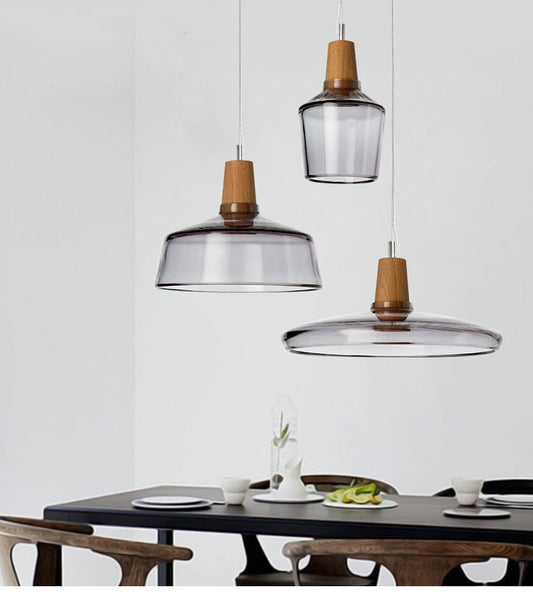 Modern Wood Glass Pendant Light