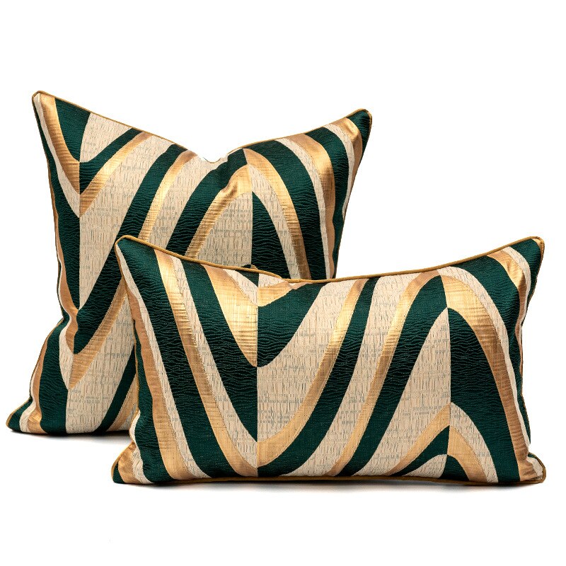 Emerald Green Gold Patchwork Throw Pillow Case, 50x50cm