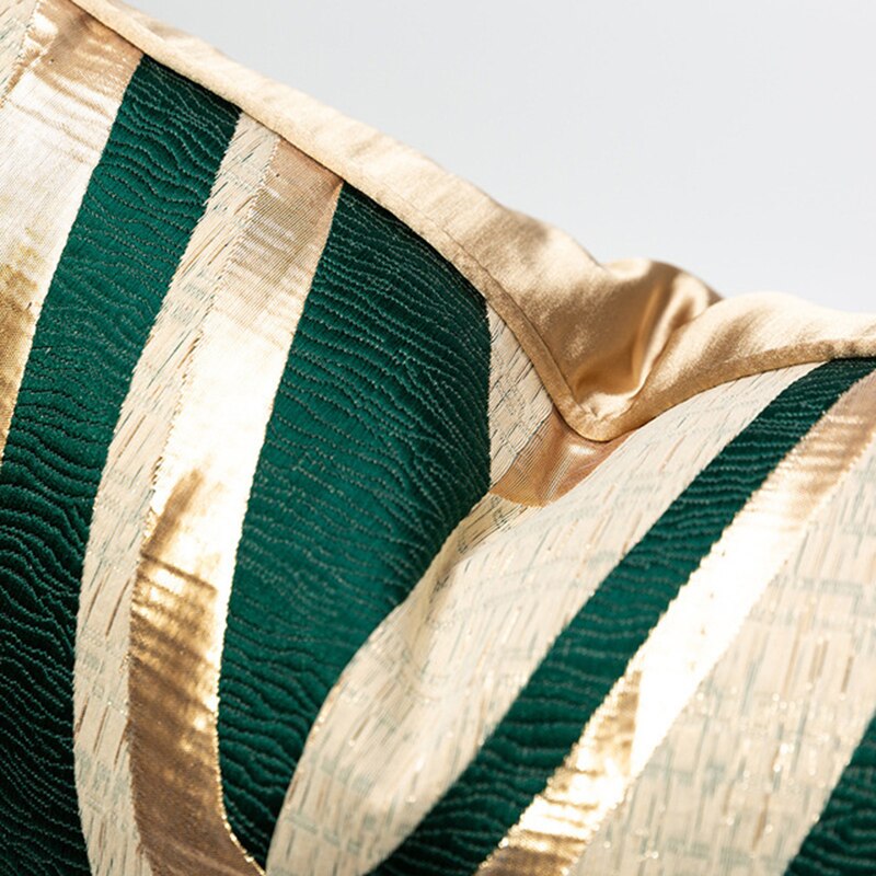 Emerald Green Gold Patchwork Throw Pillow Case, 50x50cm