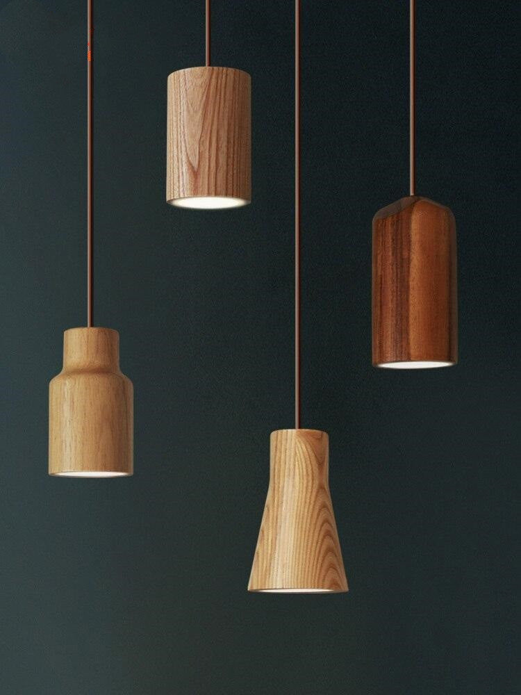 Japanese Minimalist Wood Pendant Light - Modern Wood Ceiling Fixture ...
