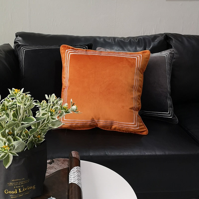 Orange Velvet Throw Pillow Case, 45x45cm