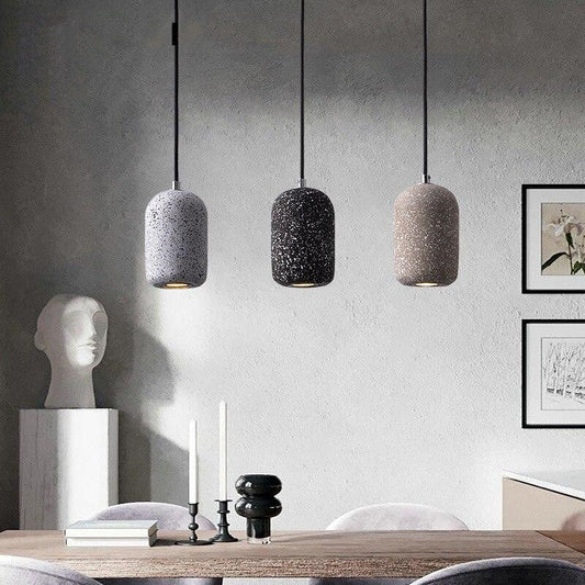 Concrete LED Pendant Light, Mottled White