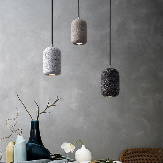 Concrete LED Pendant Light, Mottled White