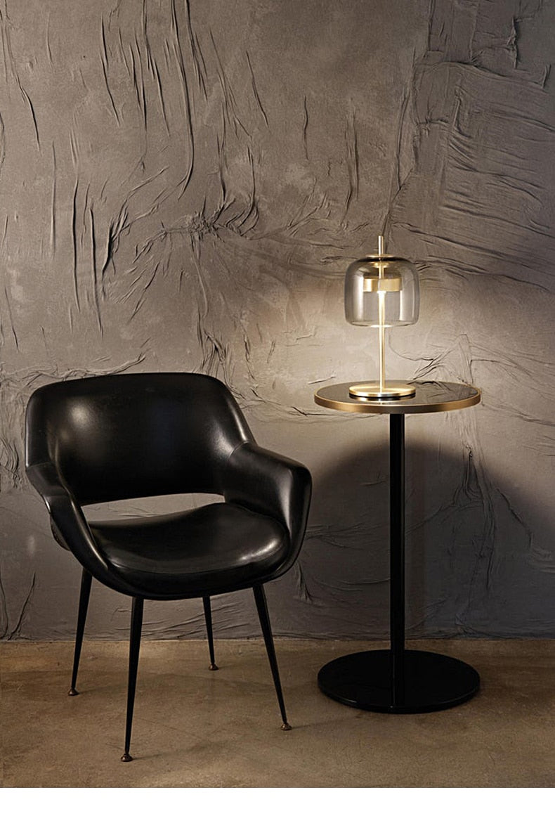 Mid-Century Coffee Glass LED Table Lamp