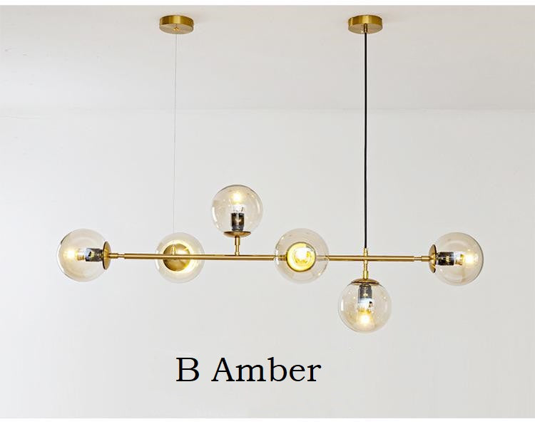 Amber 6 Lights Glass Chandelier