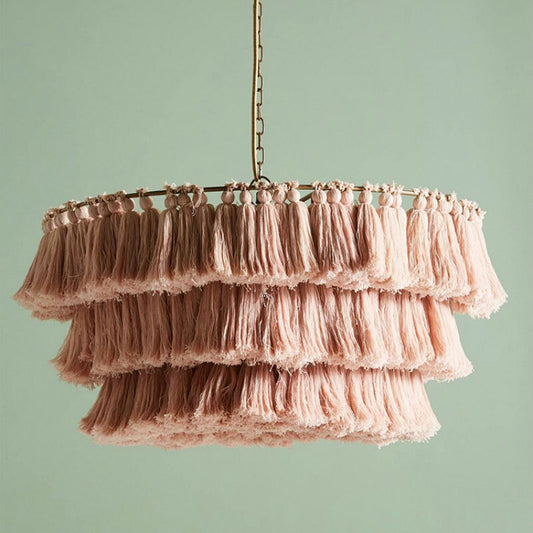 Nordic Pink Tassels Chandelier, Wall Lamp