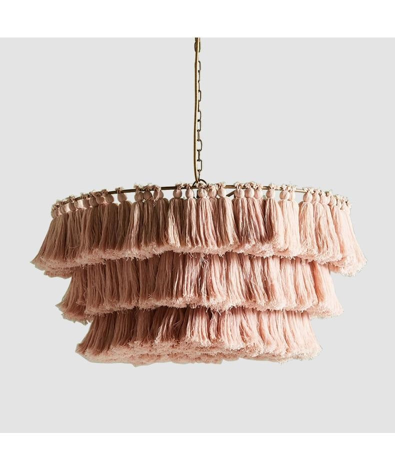 Nordic Pink Tassels Chandelier, Wall Lamp