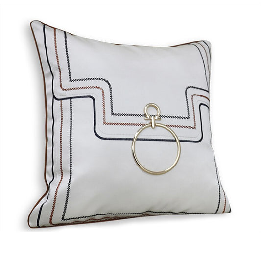 Modern Embroidery Metal Buckle Throw Pillow Case
