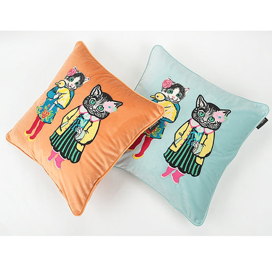 Retro GG Style Animals Applique Pillow Case, 45x45cm