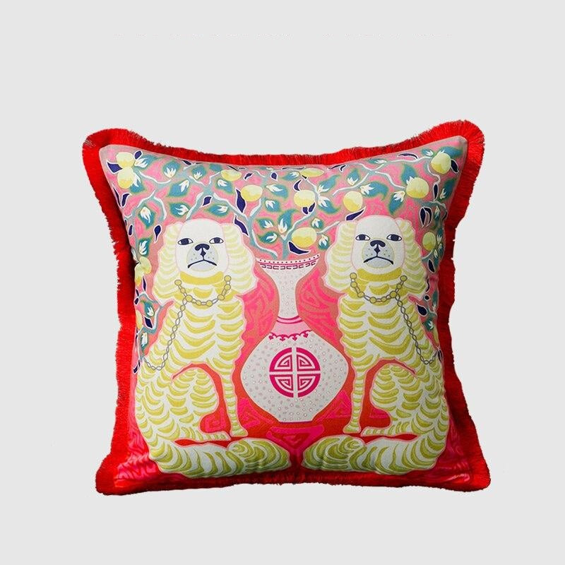 Red Animals Throw Pillow Case