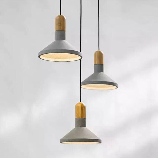 Nessa Concrete Wood Cone Pendant Light