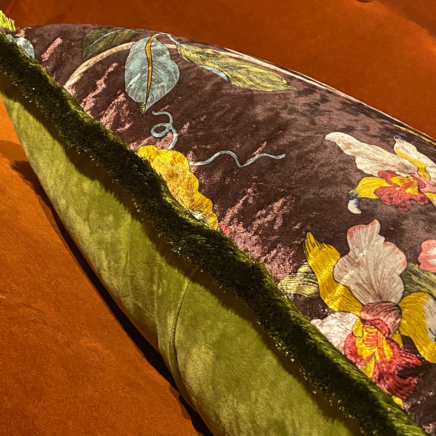 Italy Shiny Velvet Floral Hummingbird Pillow Case, 50X50cm