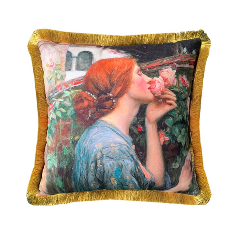 Girl with a Pearl Earring Tassel Pillow Case