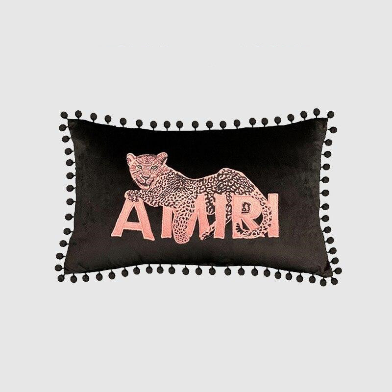 Wildlife Pink Leopard Embroidery Pillow Case, 30X50cm