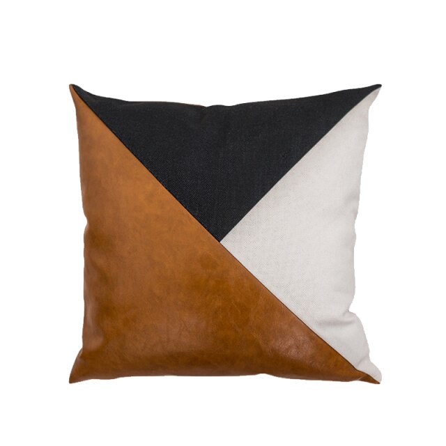 Trendy Cognac Leather Throw Pillow Case, 45x45cm