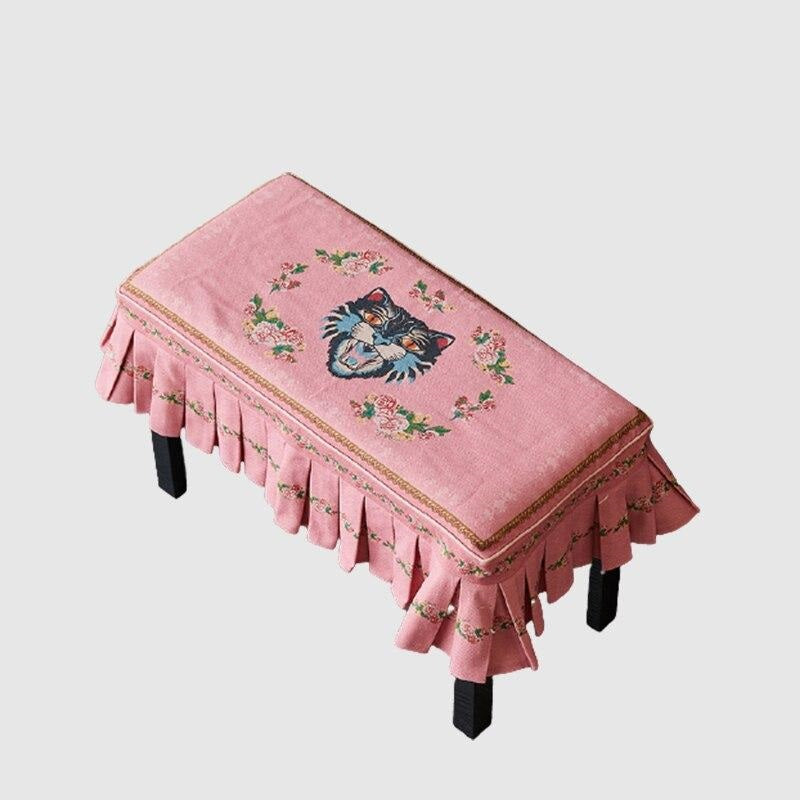 Ruffled GG Style Pink Cat Slipcover with Tassels
