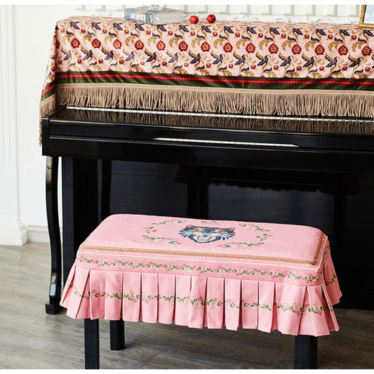Ruffled GG Style Pink Cat Slipcover with Tassels