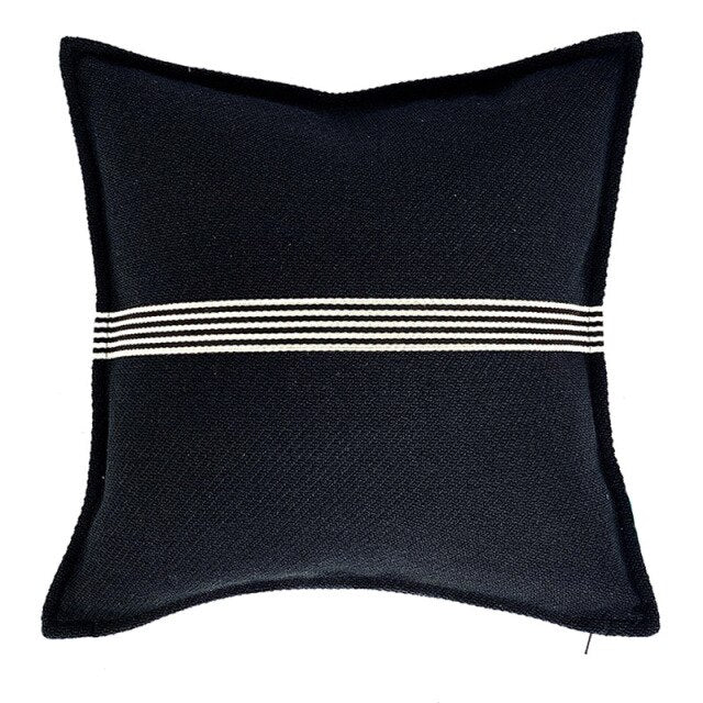 Luxury Minimalist Geometric Jacquard Throw Pillow Case, Black and White