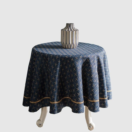 Round Gold Cross Stars Table Cloth