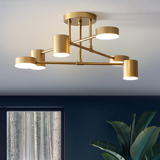 6 Lights Modern Round Gold LED Chandelier