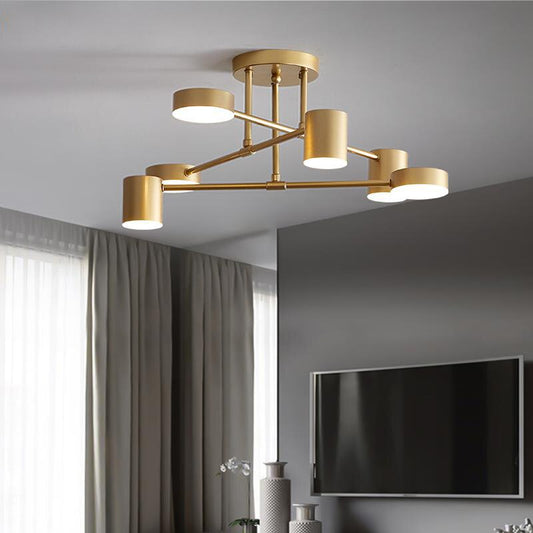 6 Lights Modern Round Gold LED Chandelier