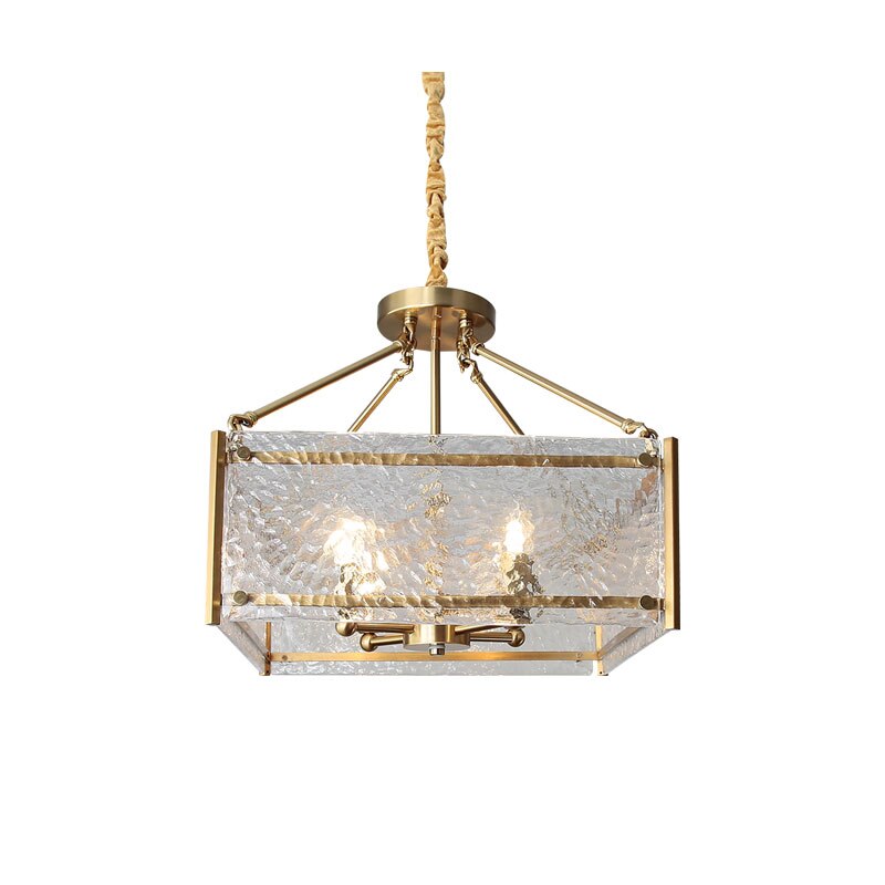 Modern Gold Square Glass Small Kitchen Chandelier