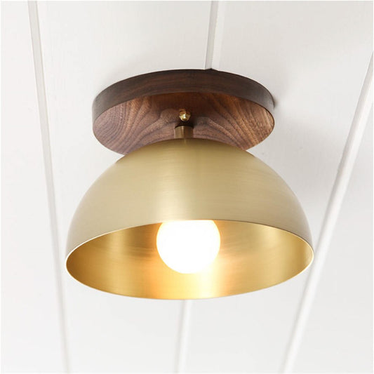 Japanese Copper Wood Flush Mount Light